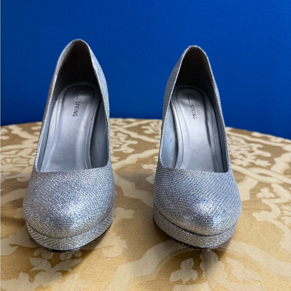 Call It Spring Silver Glitter Heels